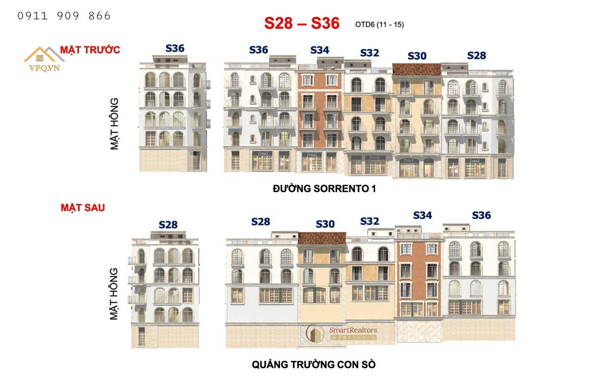 Thiết kế Shophouse Địa Trung Hải khu vực quảng trường Con S&ograve;